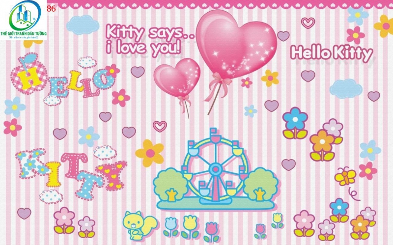 TRANH DÁN TƯỜNG HELLO KITTY