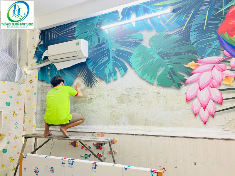 Nhận thi công tranh dán tường phong cách nhiệt đới tại quận Bình Tân