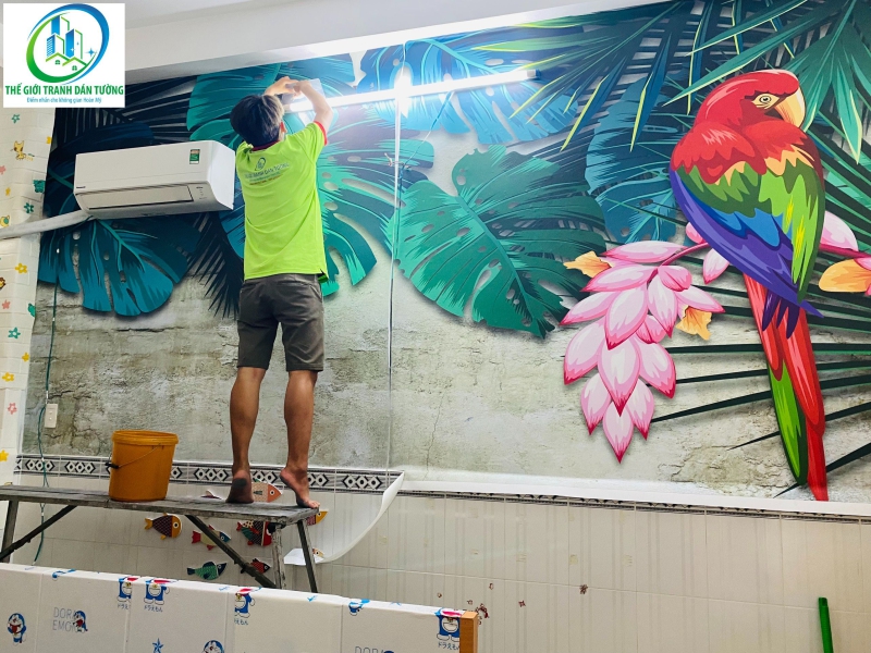 Nhận thi công tranh dán tường phong cách nhiệt đới tại quận Bình Tân