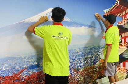 Nhận thi công tranh dán tường Núi Phú Sĩ siêu chất tại Quận Bình Tân