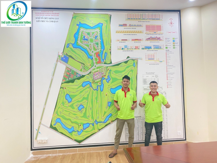 Thi công tranh dán tường bản đồ sân Golf Tân Sơn Nhất Quận Gò Vấp