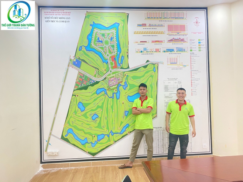 Thi công tranh dán tường bản đồ sân Golf Tân Sơn Nhất Quận Gò