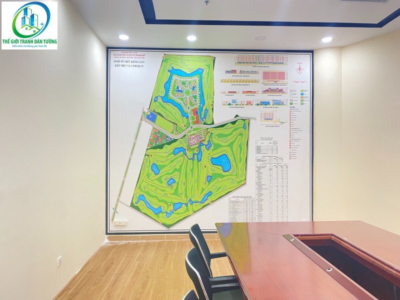 Thi công tranh dán tường bản đồ sân Golf Tân Sơn Nhất Quận Gò
