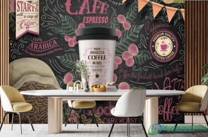 Thể hiện màu sắc thương hiệu thông qua tranh dán tường quán trà sữa