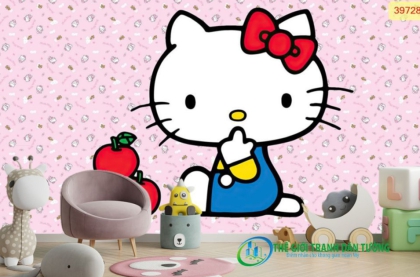 85+ mẫu tranh dán tường Hello Kitty dễ thương dành cho bé gái