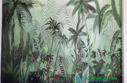 Tranh dán tường nhiệt đới: Tạo không gian tươi mới trong nội thất