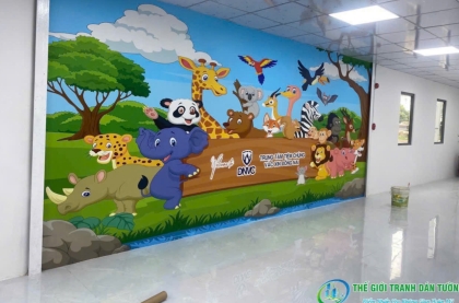 Thi công tranh dán tường Trung Tâm Tiêm Chủng Vắc Xin Đồng Nai