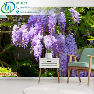 Tranh dán tường hoa màu tím cà HL33