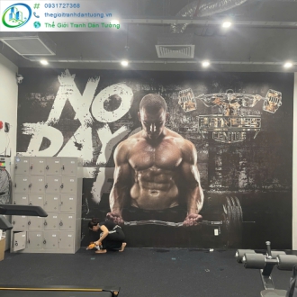 Thi công tranh dán tường phòng gym