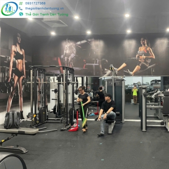 Thi công tranh dán tường phòng gym