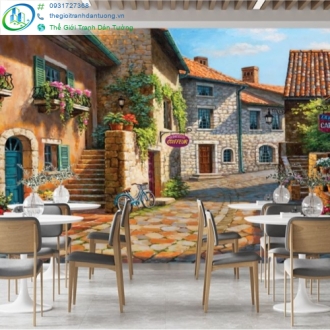 In tranh dán tường quán cafe theo phong cách tại Sài Gòn