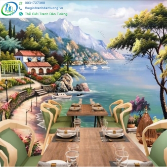 Tranh dán tường giúp quán cà phê đẹp hơn