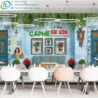 Tranh dán tường giúp quán cà phê đẹp hơn