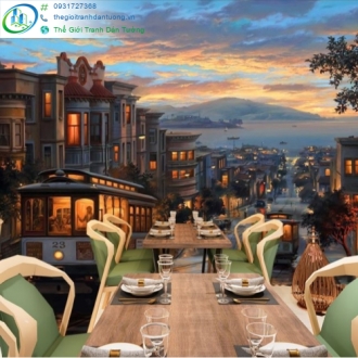 Tranh in UV theo chủ đề quán cà phê
