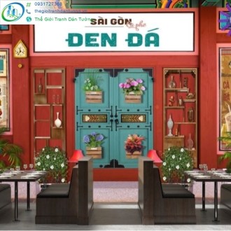 Tranh quán cà phê chủ đề thiên nhiên