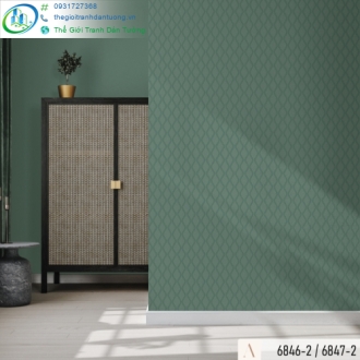 Giấy dán tường màu xanh rêu vân lượn sóng