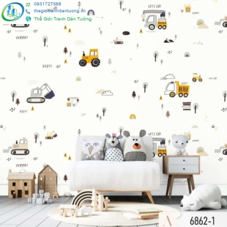Giấy dán tường xe hơi nền trắng