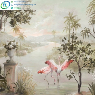 Tranh dán tường thiên nga hồng
