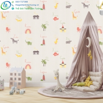 giấy dán tường họa tiết động vật ngộ nghĩnh