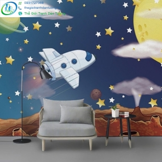 Tranh Dán Tường Galaxy 3D Phòng Bé Trai