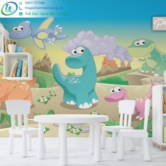 Tranh Dán Tường Khủng Long 3D Cho Bé Trai