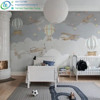 Tranh dán tường máy bay phòng bé